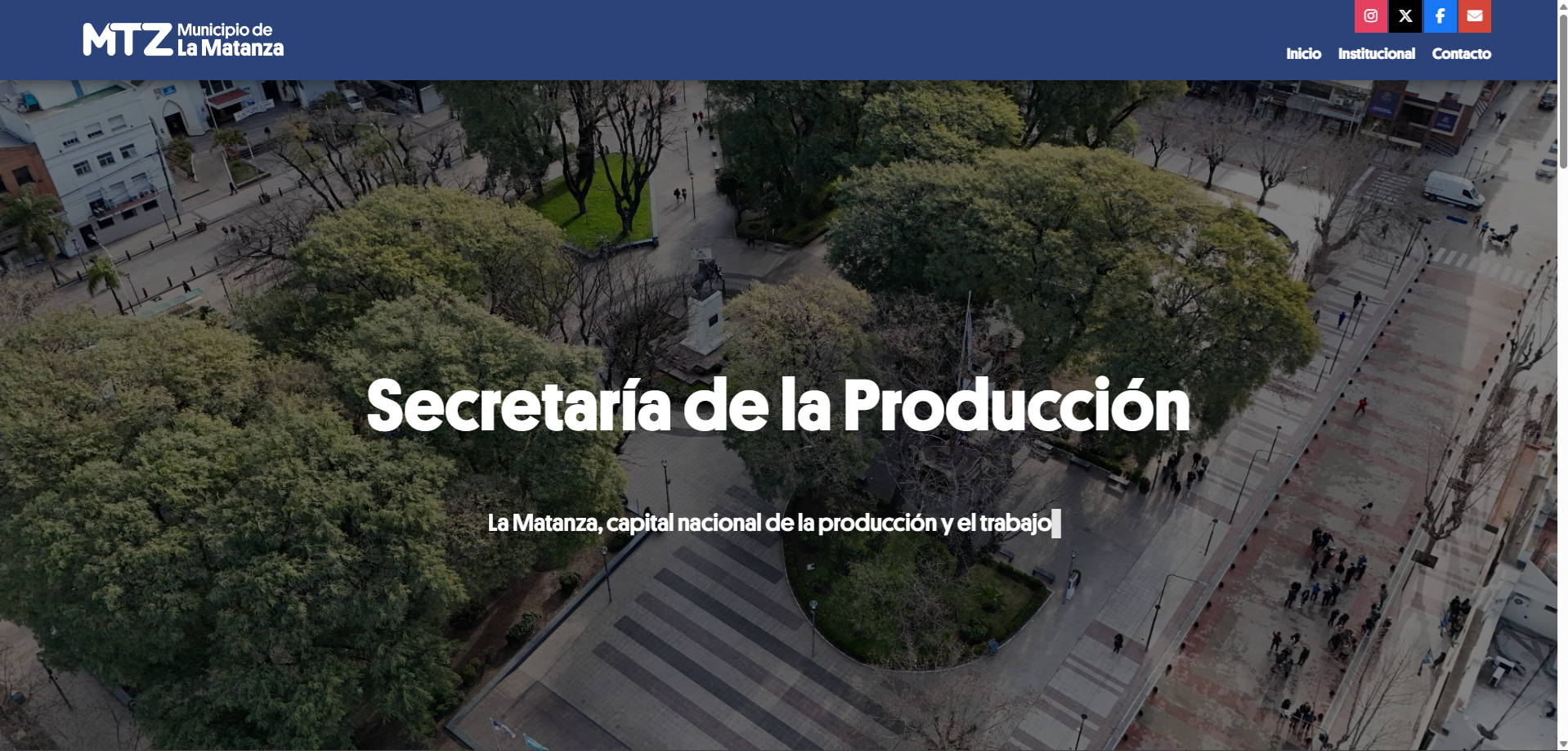 Vista del sitio web de la Secretaría de la Producción